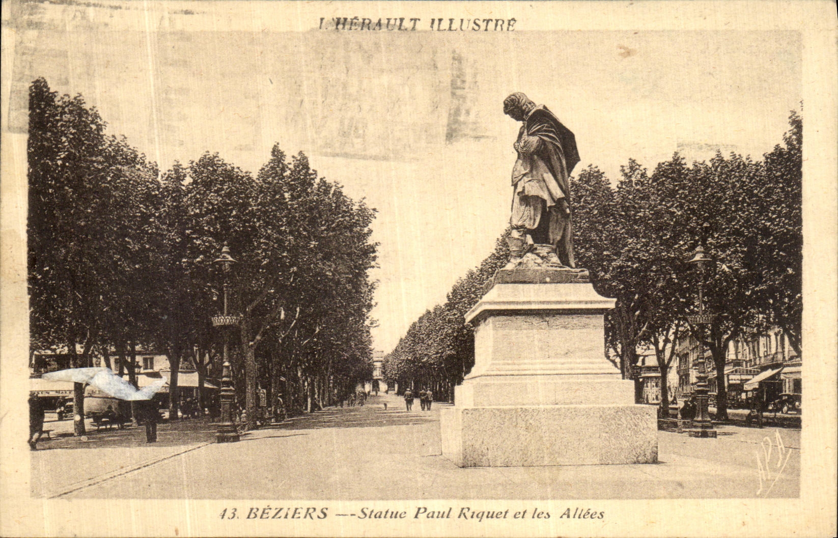 CPA Beziers Statue Paul Riquet Et Les Allees