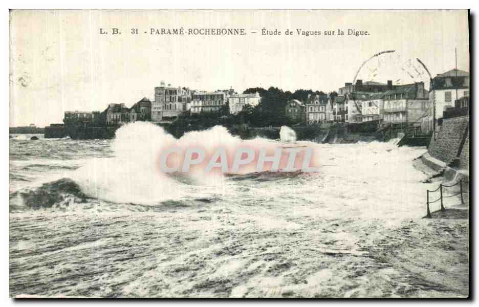 CPA Parame Rochebonne Etude de Vagues Sur La Digue 