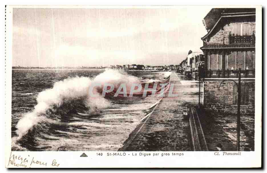 St-Malo - La Digue en tiempo malo — Cl. Thouault, n° 140