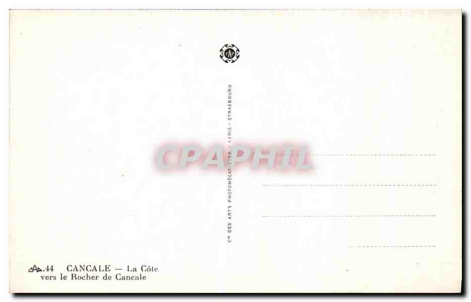 Cancalé — La Côte vers le Rocher de Cancalé — C° des Arts Photomécaniques, Strasbourg — Rückseite