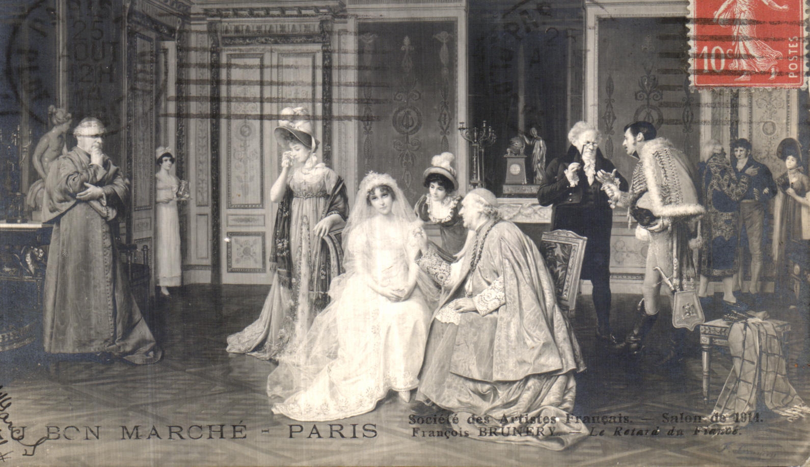 CPA Au Bon Marche Paris SAlon 1914 Brnery Le retard du fiance