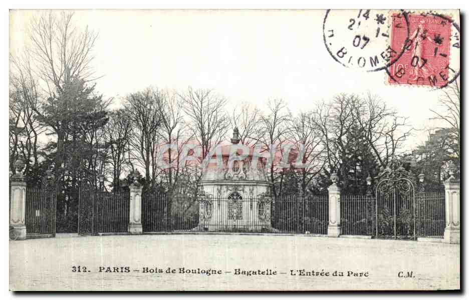 CPA Paris Bois de Boulogne Bagatelle L Entree du Parc