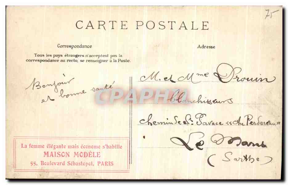 CPA Paris La Rue des Tuileries — Rückseite
