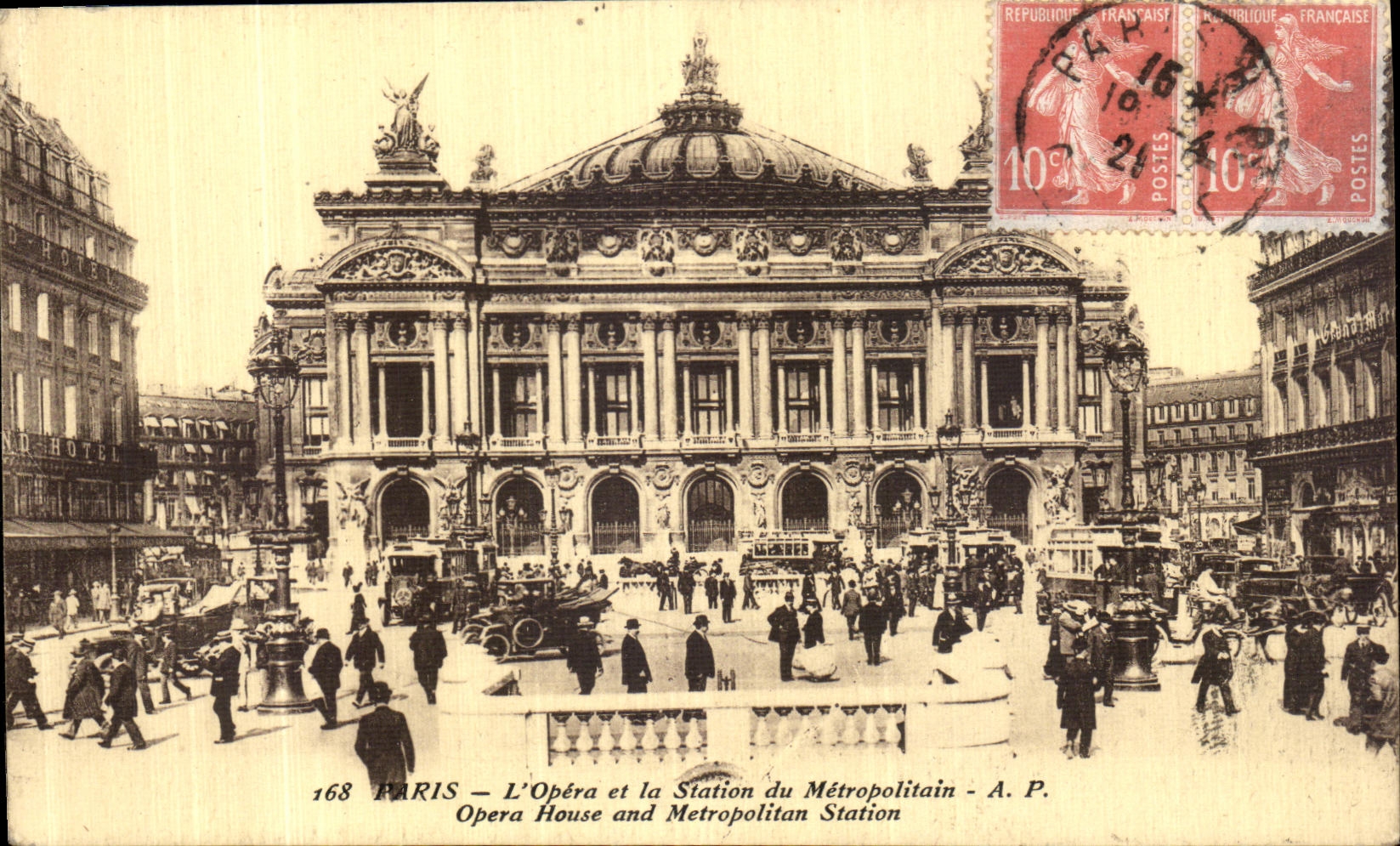 CPA Paris L Opera et la Station du Metropolitain Metro