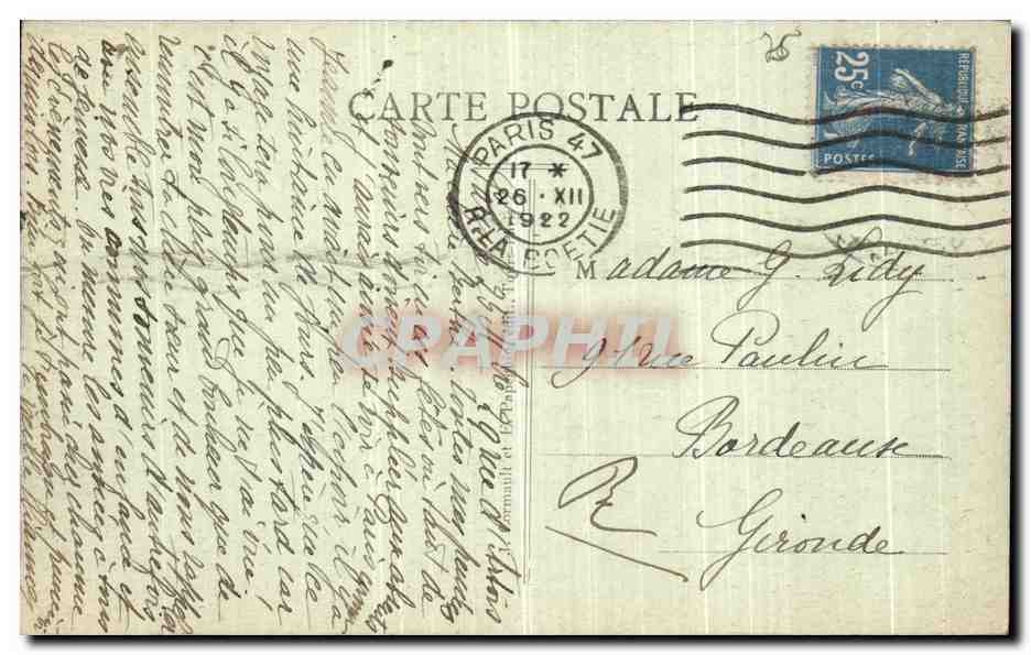 CPA Paris la Rue Souflot et le Pantheon — Rückseite