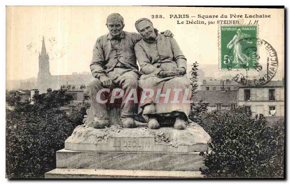 CPA Paris Square du Pere Lachaise Le Declin par Steiner