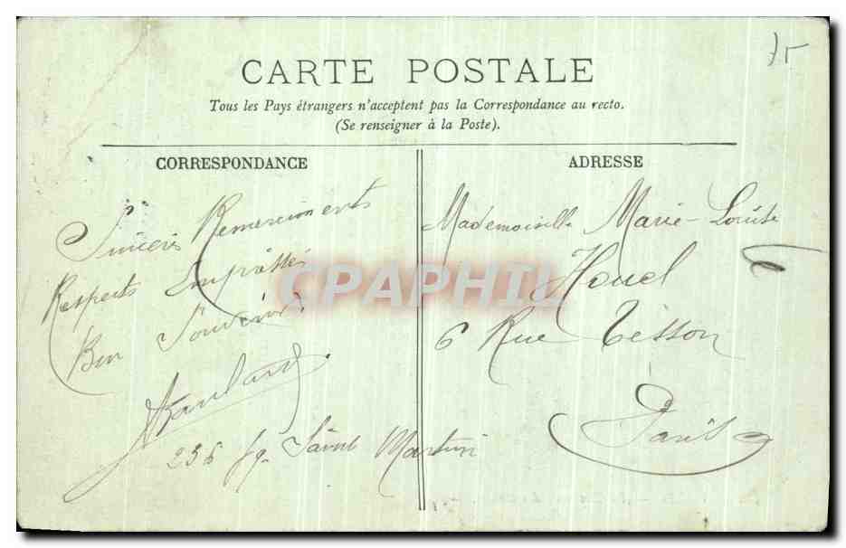 CPA Paris Au Cimetiere des Chiens — Verso