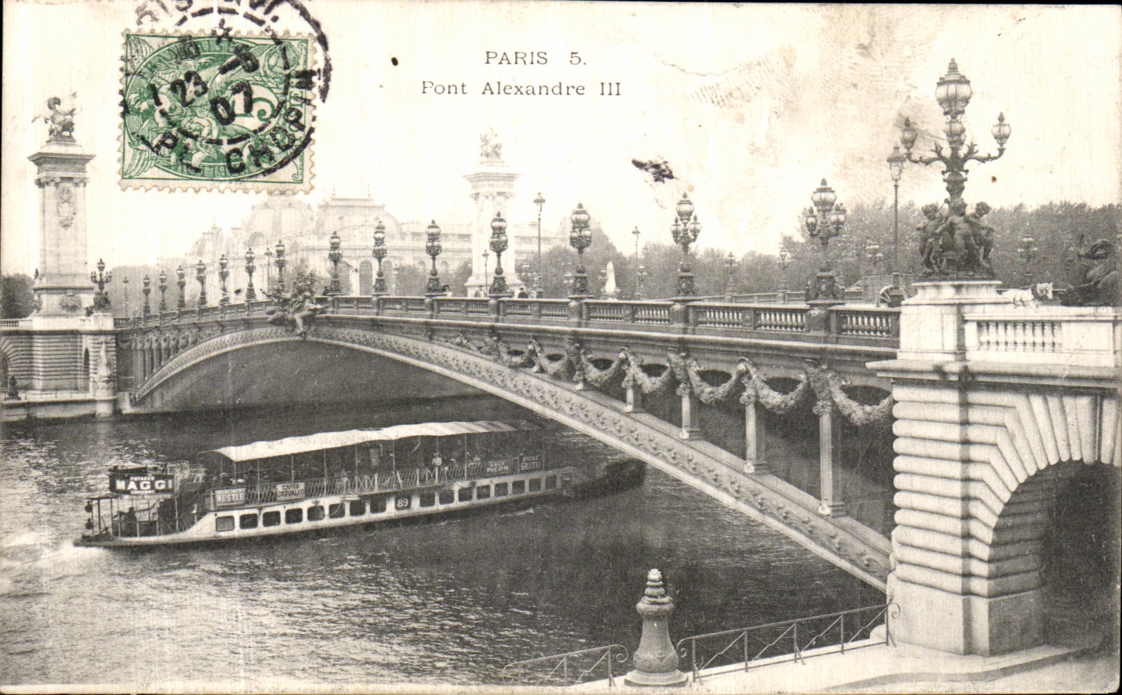 CPA Paris Pont Alexandre III Peniche Bateau 