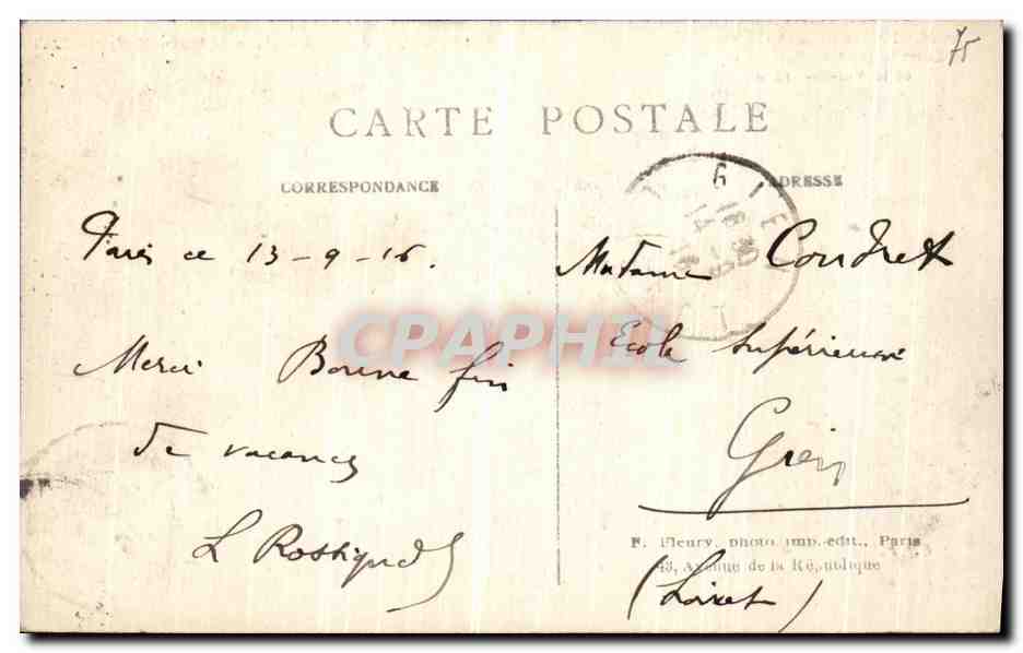 CPA Paris Observatorie de Paris — Verso
