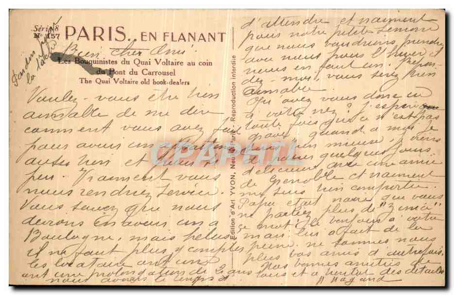 CPA Paris En Flanant Les Bouquinistes du Quai Voltaire au Coin du Pont du Carrousel — Rückseite