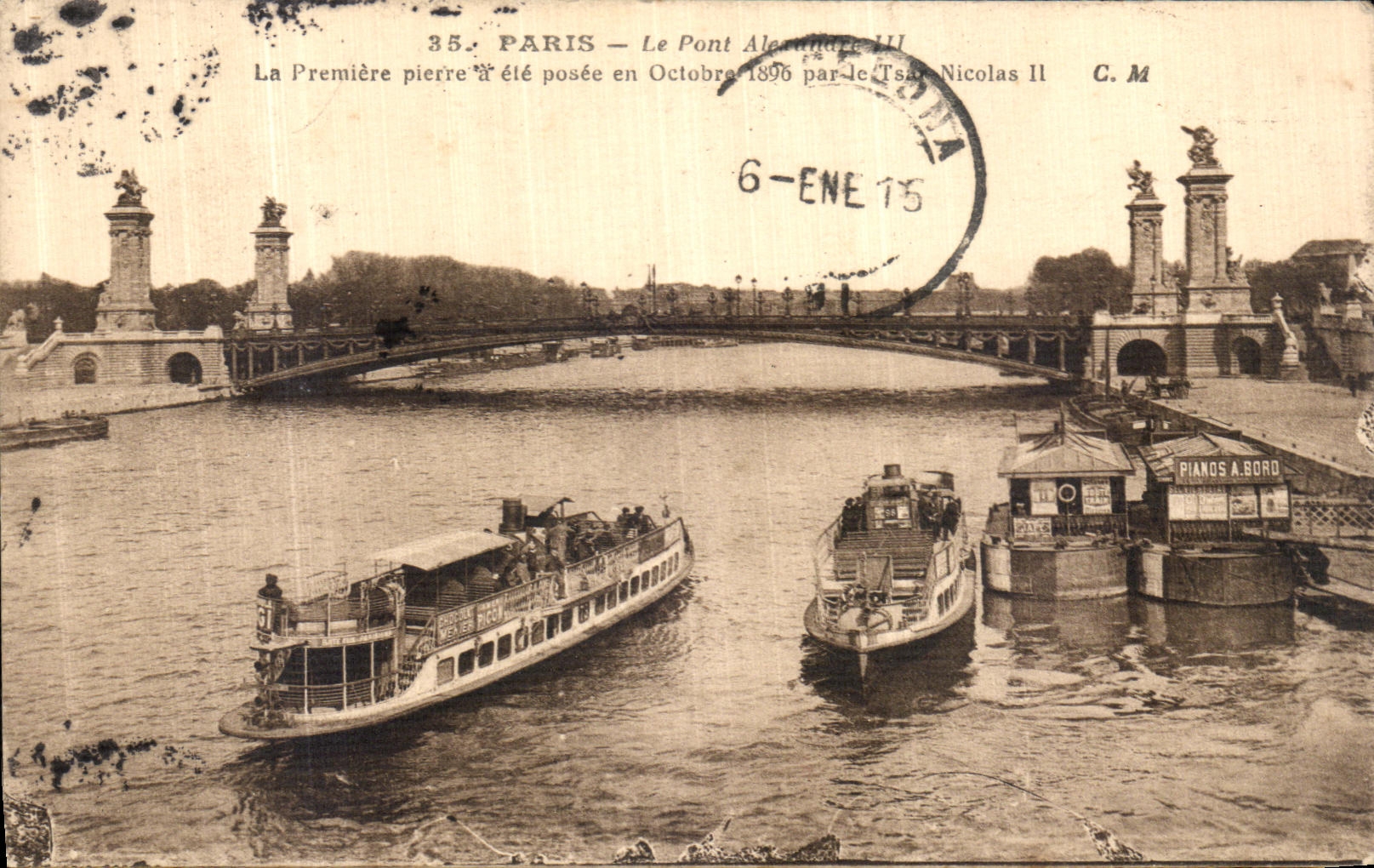 CPA Paris Le Pont Alexandre III Peniches
