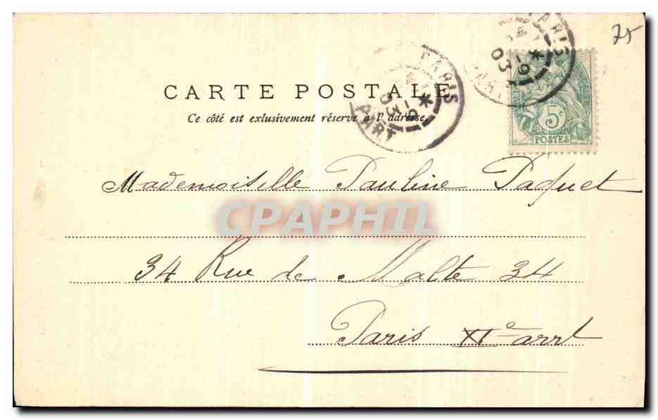 CPA Paris Place de La Concorde Statue de Strasbourg — Verso