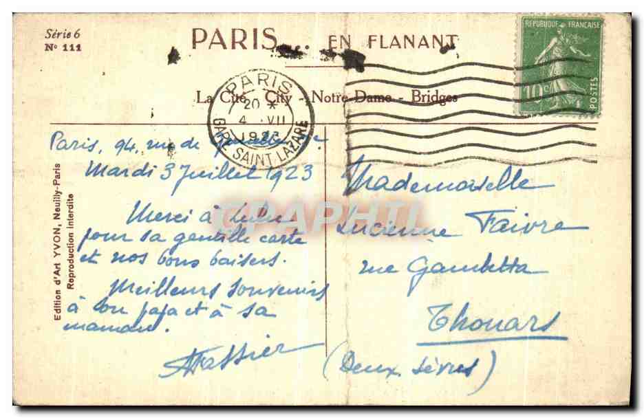 CPA Paris La cite de Notre Dame — Verso