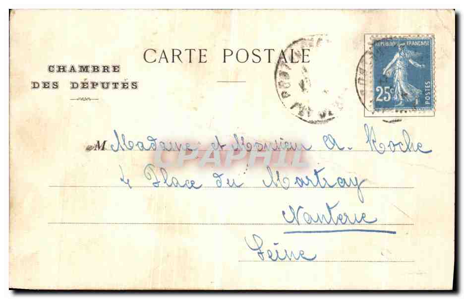 CPA Chambre Des Deputes Salle de la Buvette — Rückseite
