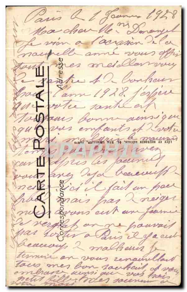 CPA Paris Notre Dame et le Monument de Charlemagne — Verso