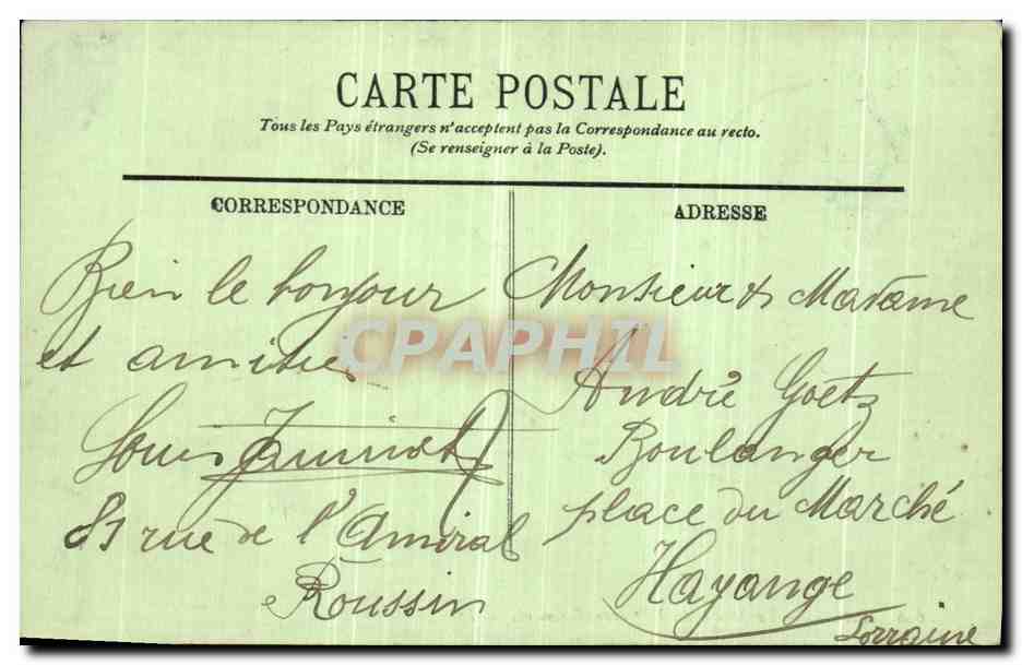 CPA Paris La Maririe du 15em — Rückseite