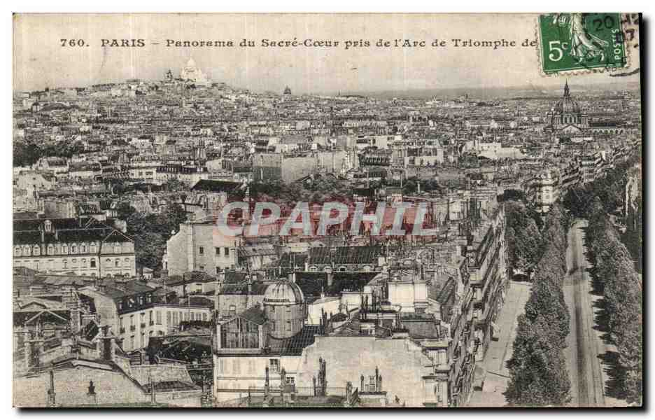 CPA Paris Panorama du Sacre Coeur Pris de l Arc de Triomphe
