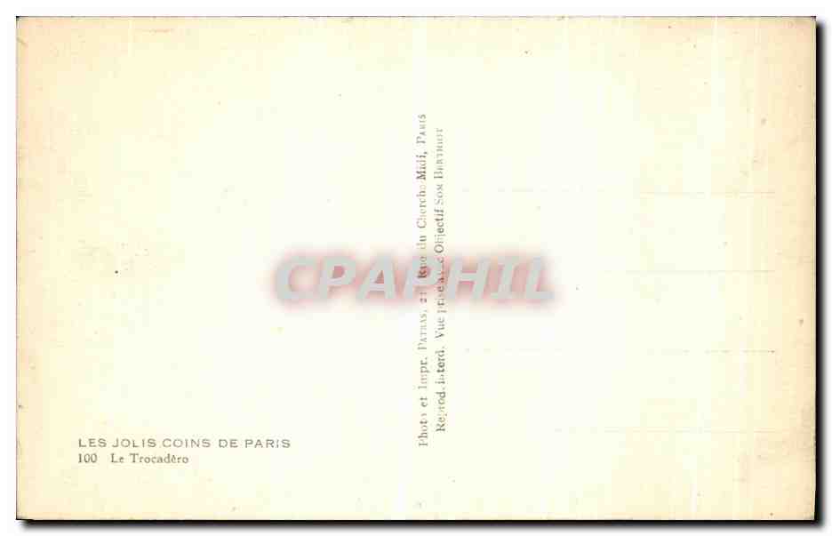 CPA Les Jolis Coins De Paris Le Trocadero Cheval — Rückseite