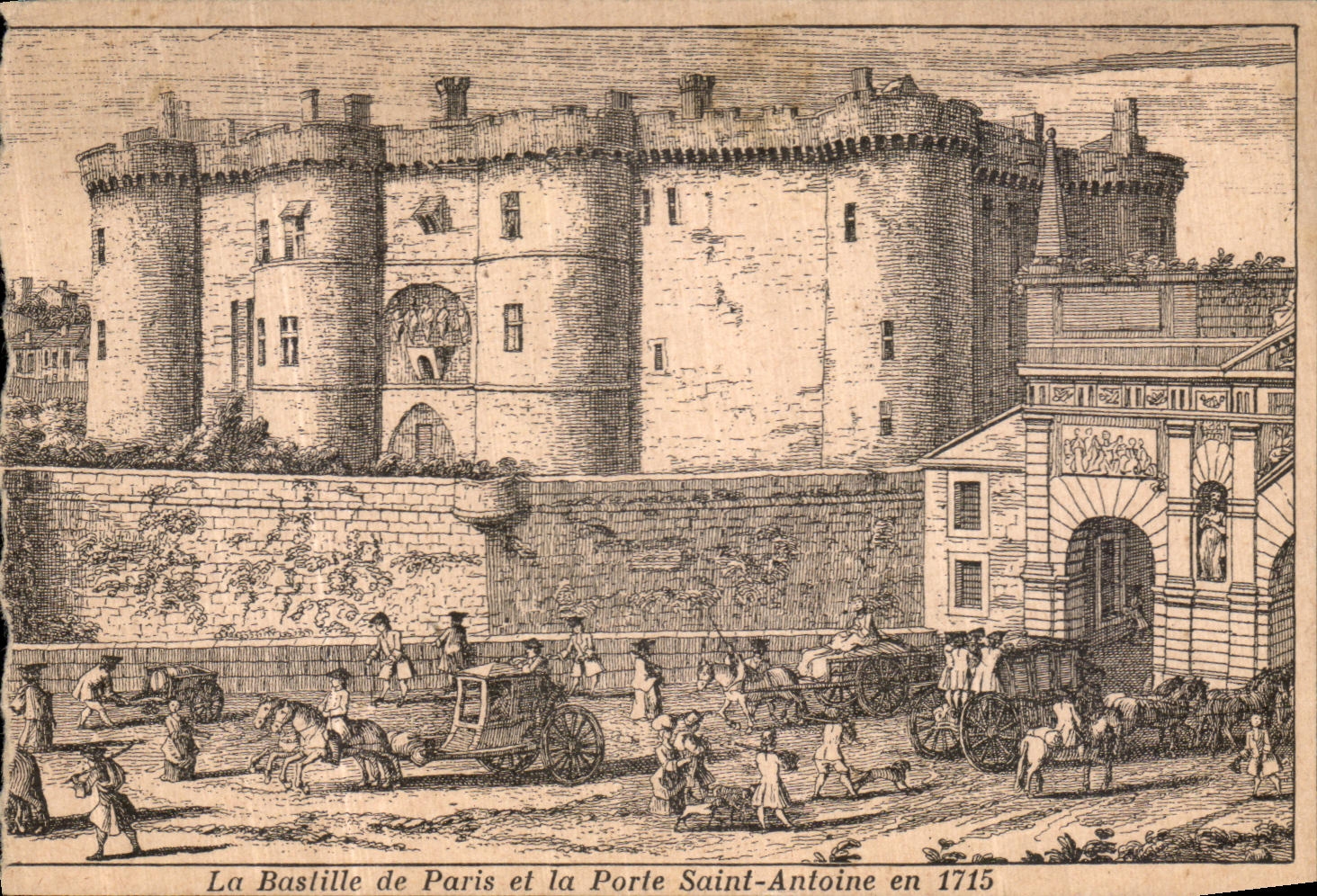 CPA La Baslille de Paris et la Porte Saint Antoine en 1715