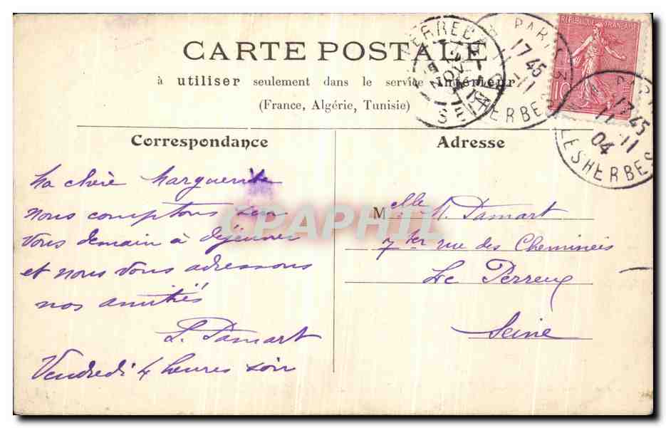 CPA Paris Palais de la Legion d Honneur — Rückseite