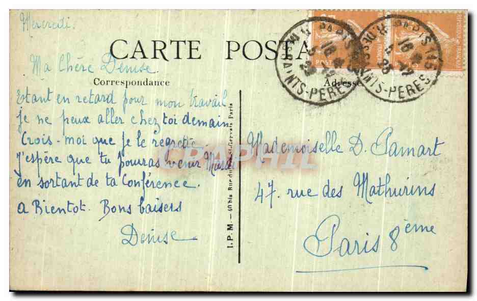 CPA Paris Le Palais Royal — Rückseite