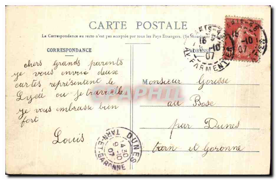 CPA Paris Le Lycee Voltaire — Rückseite