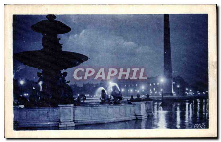 CPA Paris La Nuit Paris by Night Place de la Concorde 