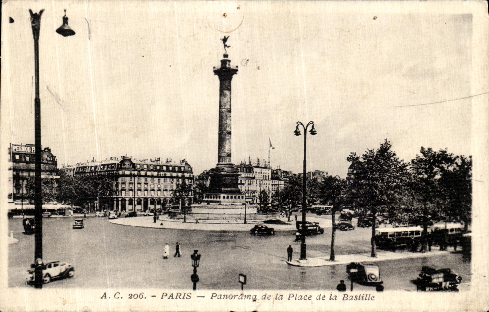 Antike Ansichtskarte Paris Panorama der Place de la Bastille