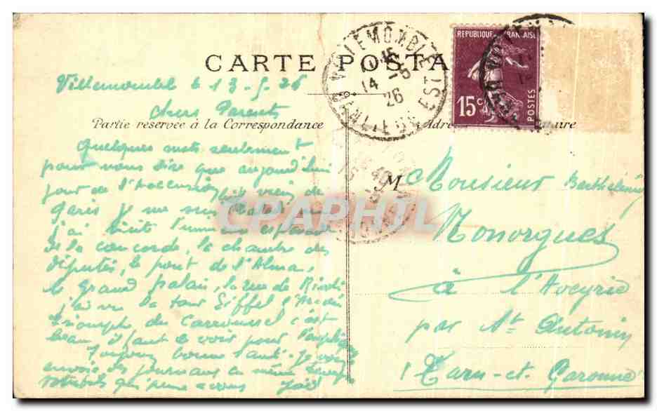 CPA Paris Le Pont de la Concorde et la Chambre Des Deputes Peniche Bateau — Verso