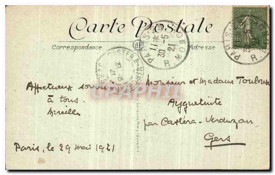 CPA Paris La Gare du Nord et le Boulevard Denain Northern Railway Station Und Denain Boulevard  — Rückseite