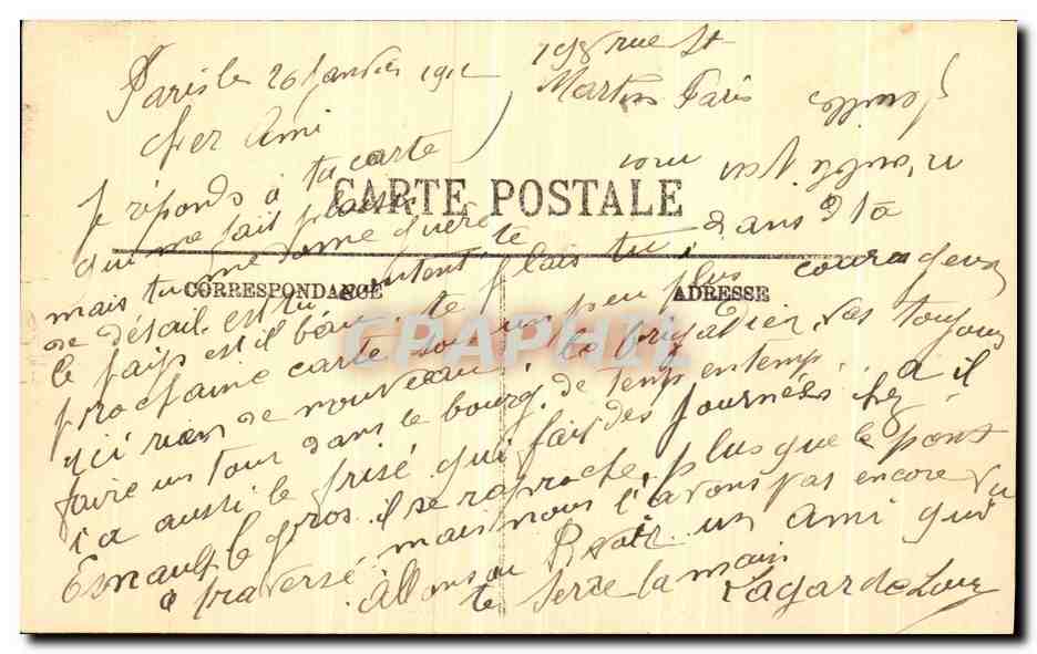 CPA Paris La Gare St Lazare Cote de la Cour  — Verso
