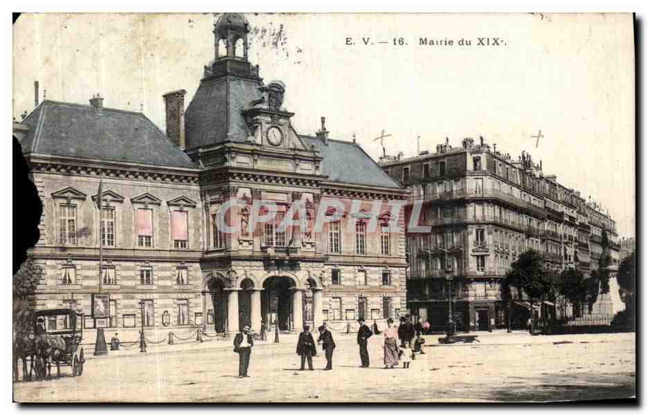 Antike Ansichtskarte Rathaus des 19. Arrondissements Paris