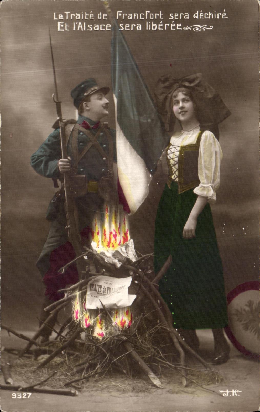 CPA Le Traite Francfort Sera Dechire Et L Alsace Sera Liberee Militaria Alsace