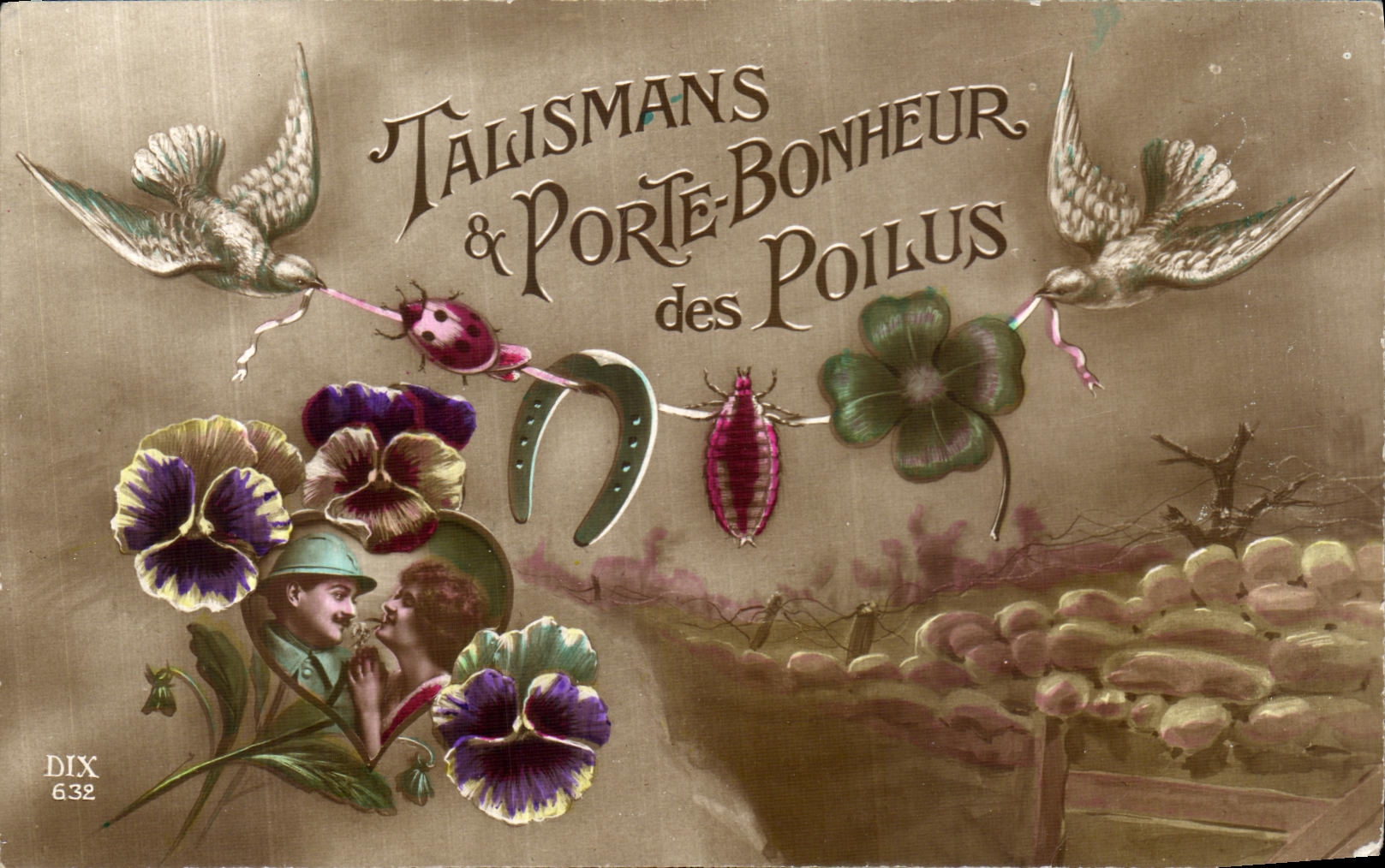 CPA Talismans Porte Bonheur des Poilus Militaria