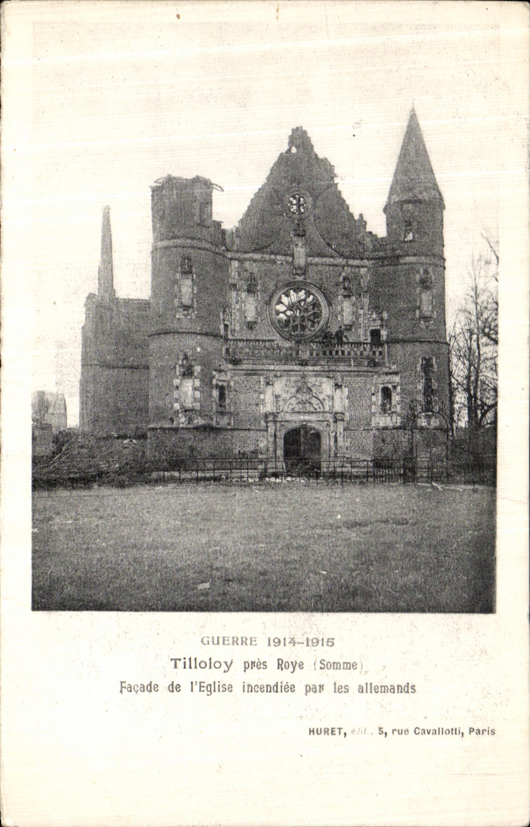 CPA Tilloloy Pres Roye Facade de L Eglise Incendiee Par Les Allemands Militaria
