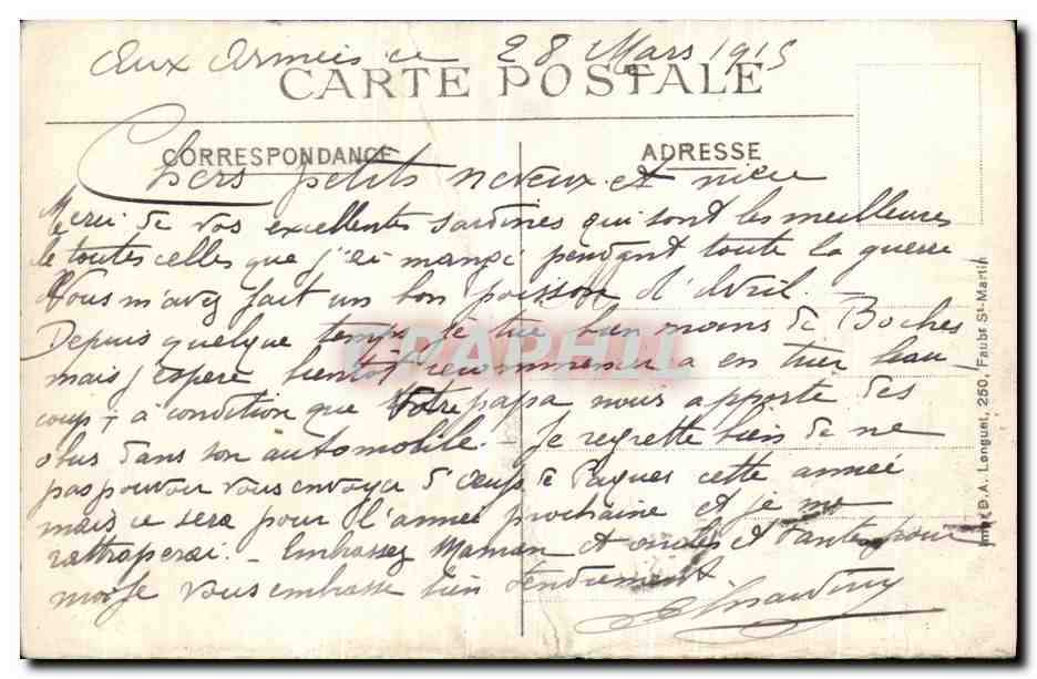 CPA Tilloloy Pres Roye Facade de L Eglise Incendiee Par Les Allemands Militaria — Back