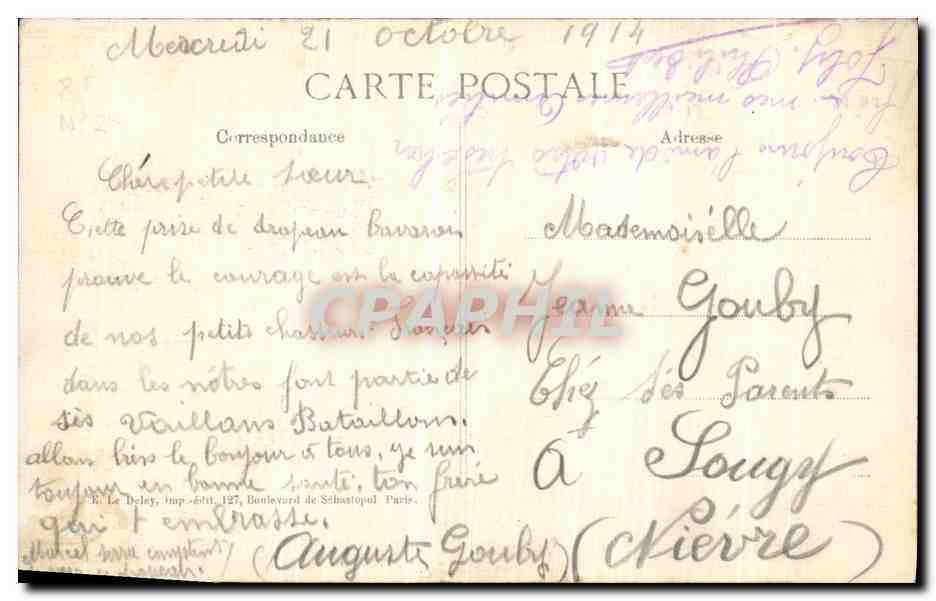 Drapeau bavarois — Premier trophée du 10ème Bataillon de Chasseurs à Pied — E. Le Deley, imprimeur, Paris — Rückseite