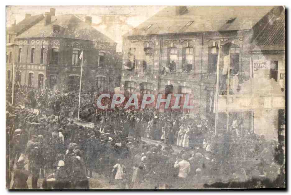 CARTE PHOTO Aire Sur La Lys Defile militaire Militaria