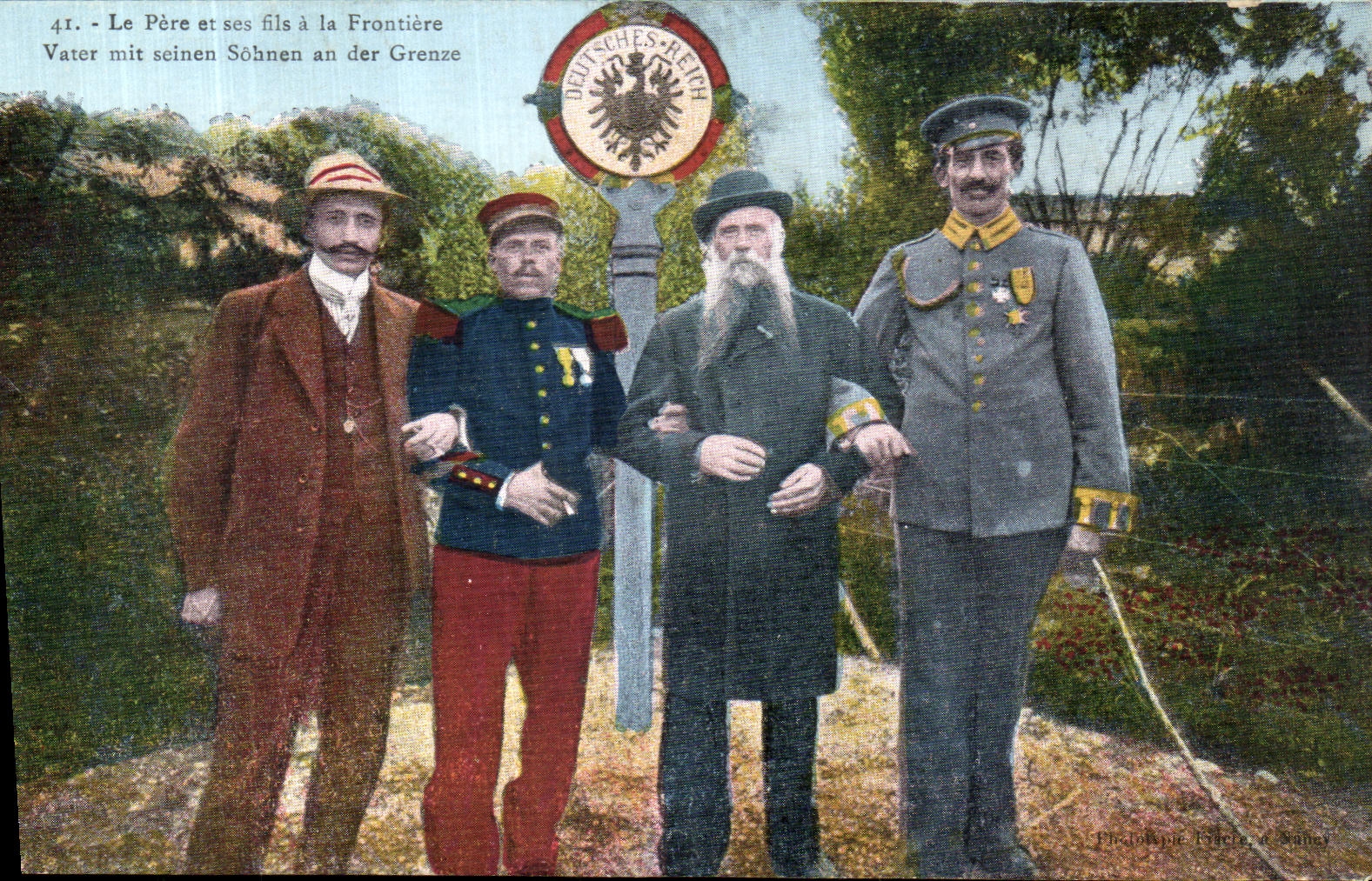 Le Père et ses fils à la Frontière — 41. — Éditeur : Phototypie E. F. Sando