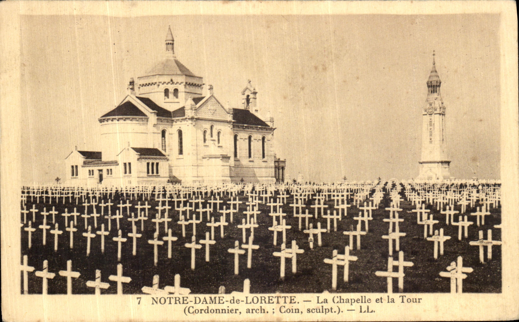 NOTRE-DAME-de-LORETTE — La Chapelle et la Tour (Cordonnier, arch. ; Coin, sculpt.) — L.L.