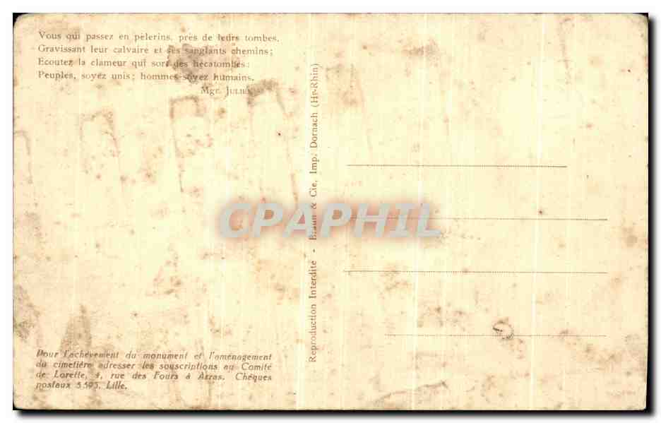 N.-D. de Lorette — Vue panoramique du cimetière et de la tour — Verso