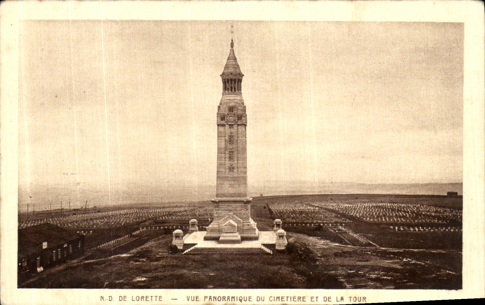 CPA N D de Lorette Vue panoramique du cimetiere et de la tour