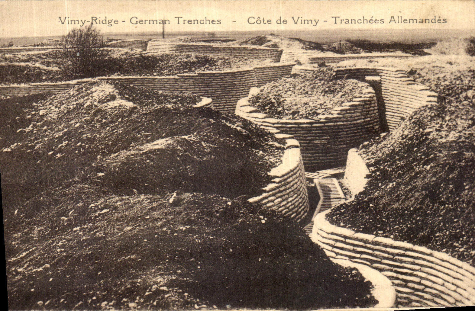 CPA Vimy Ridge German Trenches Cote De Vimy Tranchees Allemandes Militaria