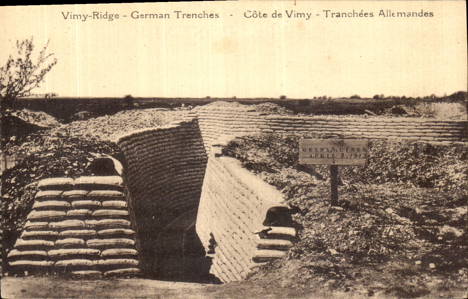 CPA Vimy Ridge German Trenches Cote De Vimy Tranchees Allemandes Militaria
