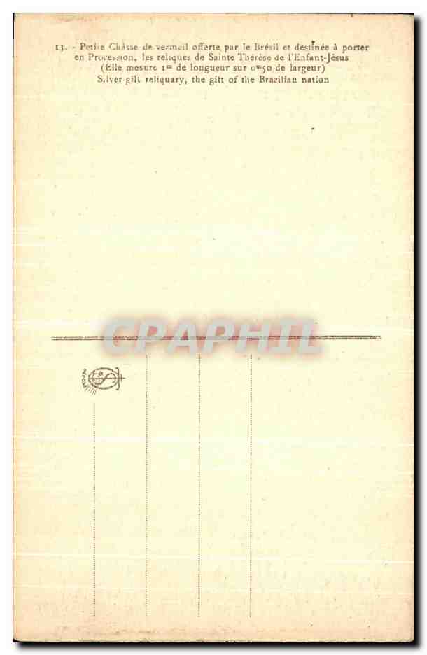 CPA Petite chasse de vermeil Sainte Therese de l enfant Jesus Lisieux — Rückseite