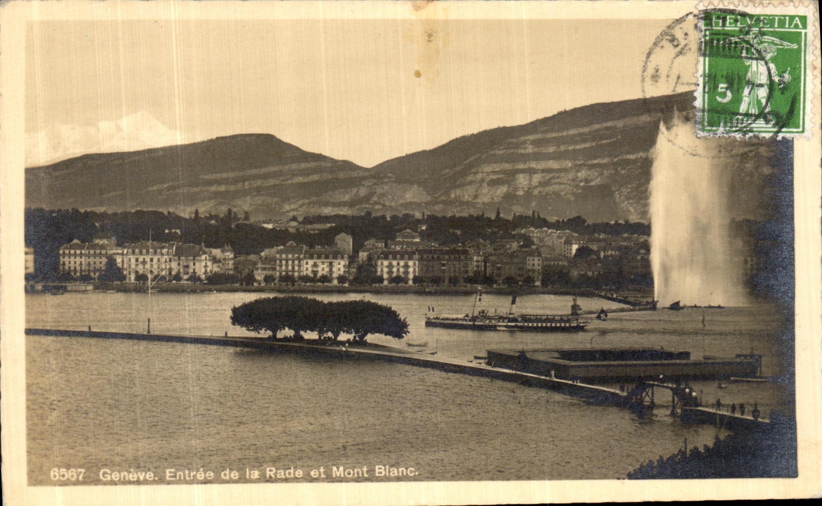 CPA Geneve Entree de La Rade et Mont Blanc 
