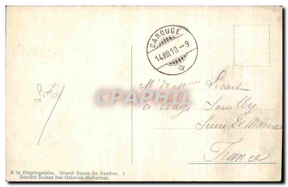 CPA Geneve Ile JJ Rousseau et le Mont Blanc  — Rückseite