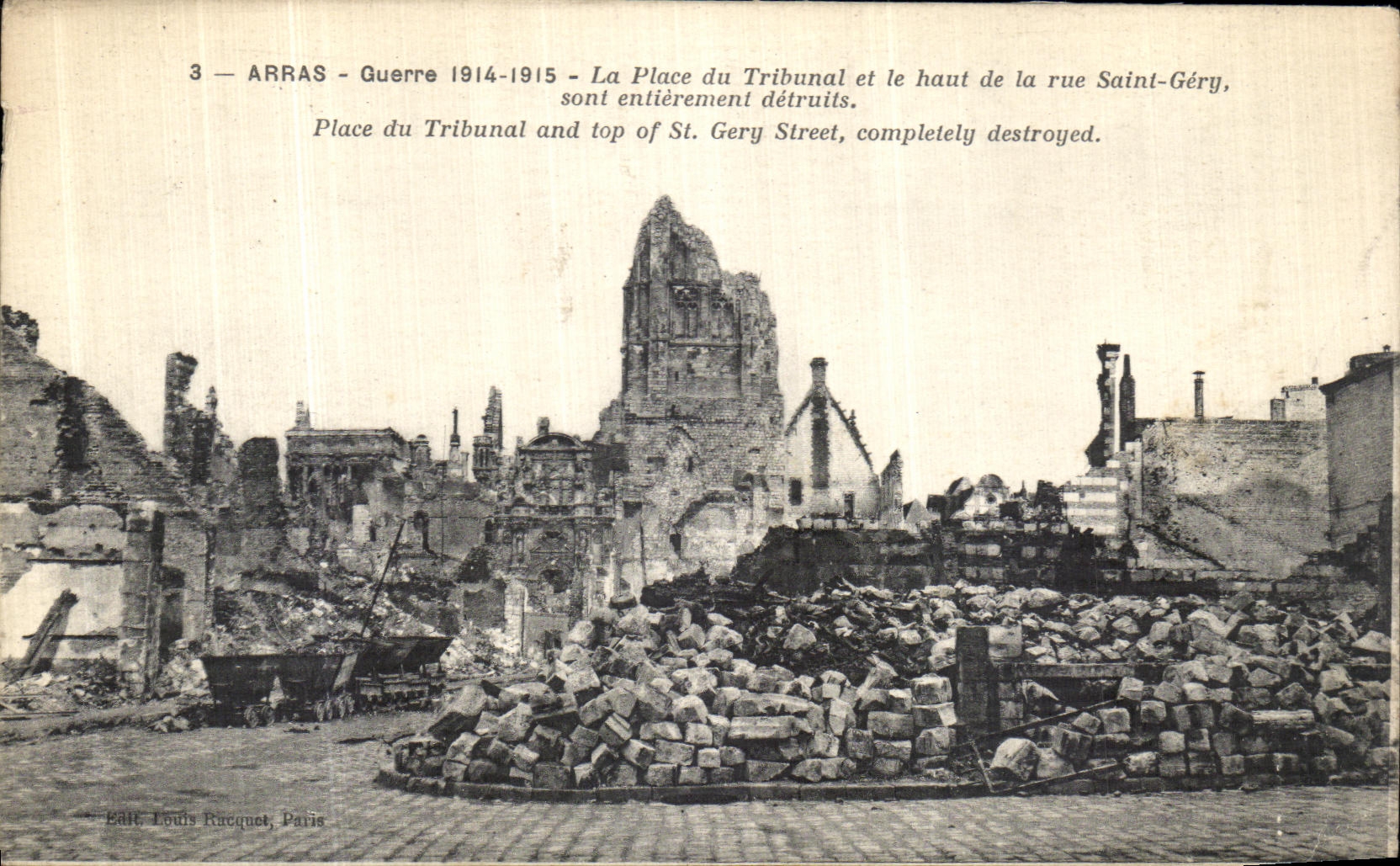 CPA Arras Guerre La Place du Tribunal Et Le Haut de La Rue Saint Gery Place du Tribunal Militaria