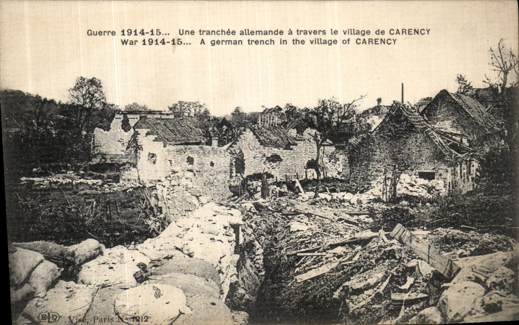 Carence — Tranchée allemande — Éditeur Vise, Paris N° 1912