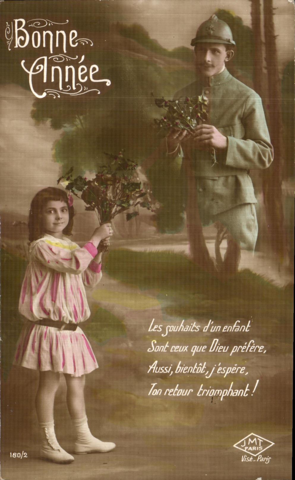 CPA Bonne Annee Militaria